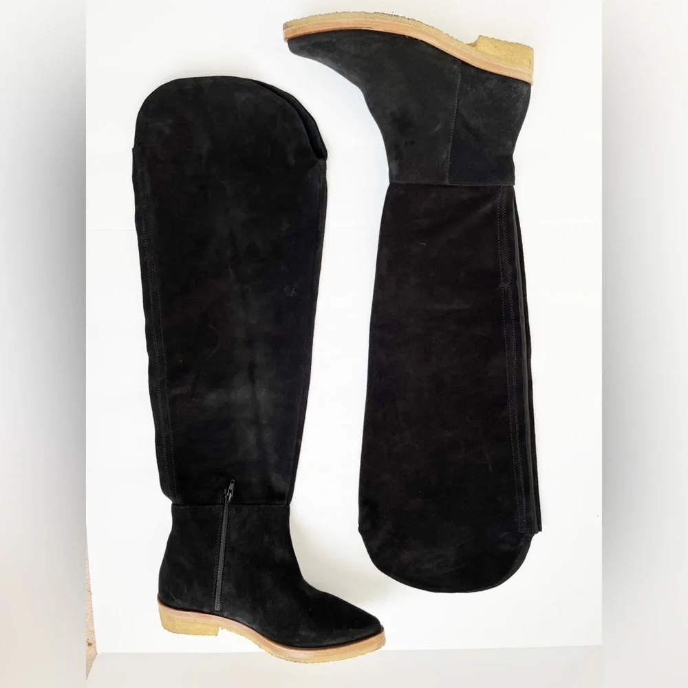 Free People Banks Over-The-Knee Black Suede Boots Sz 39.5